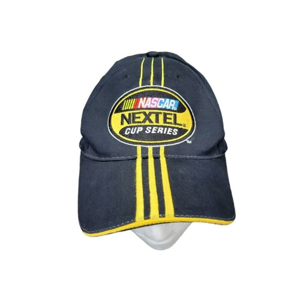 Vtg NASCAR Nextel Cup Series 2004 Logo ISC Baseball Cap Black Gold Stripes